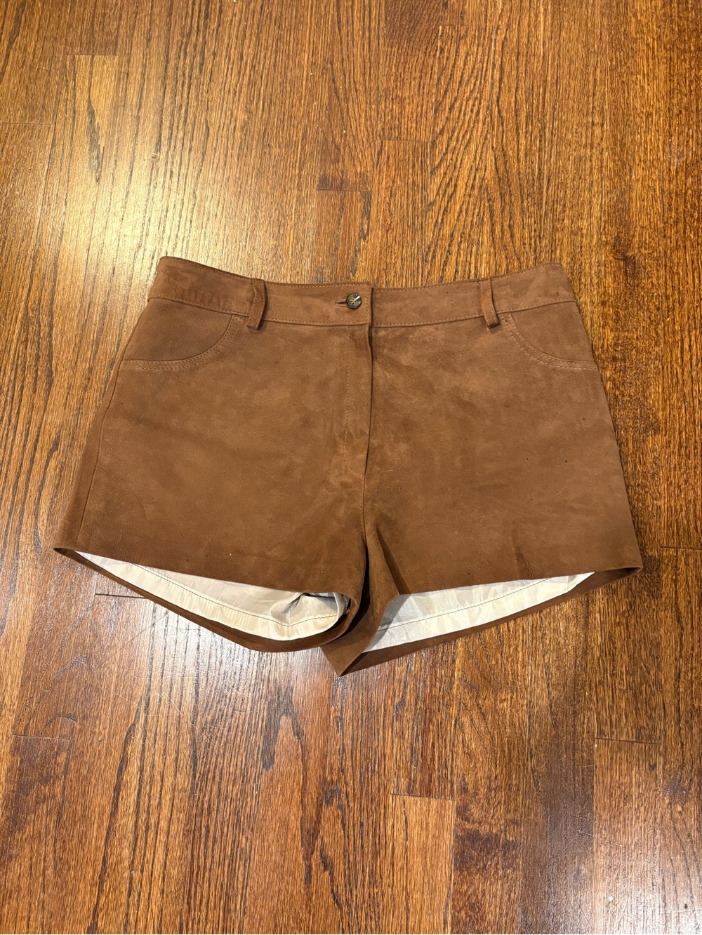High-Waist Brown Suede-Style Women's Shorts